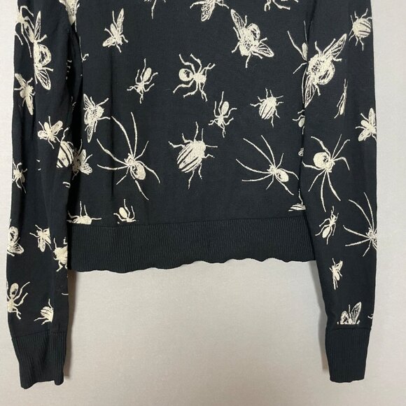 Hot Topic Sweater Black Bug Intarsia Knit Girls Juniors Medium Cropped Insects - Picture 9 of 13
